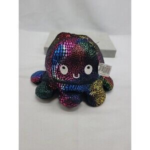 TeeTurtle Reversible Polka Dot and Scale Octopus Plush - Multicolor and Black 5"